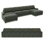 Divano Sezionale Modulare Dyonery Oversized 160, Comodo Divano Cloud a U a 6 Posti con 2 Cuscini e 2 Pouf Mobili, Chenille