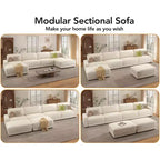 Divano Sezionale Modulare Dyonery Oversized 160, Comodo Divano Cloud a U a 6 Posti con 2 Cuscini e 2 Pouf Mobili, Chenille