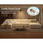 Divano Sezionale Modulare Dyonery Oversized 160, Comodo Divano Cloud a U a 6 Posti con 2 Cuscini e 2 Pouf Mobili, Chenille