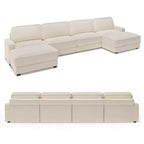 Divano Sezionale Modulare Dyonery Oversized 160, Comodo Divano Cloud a U a 6 Posti con 2 Cuscini e 2 Pouf Mobili, Chenille