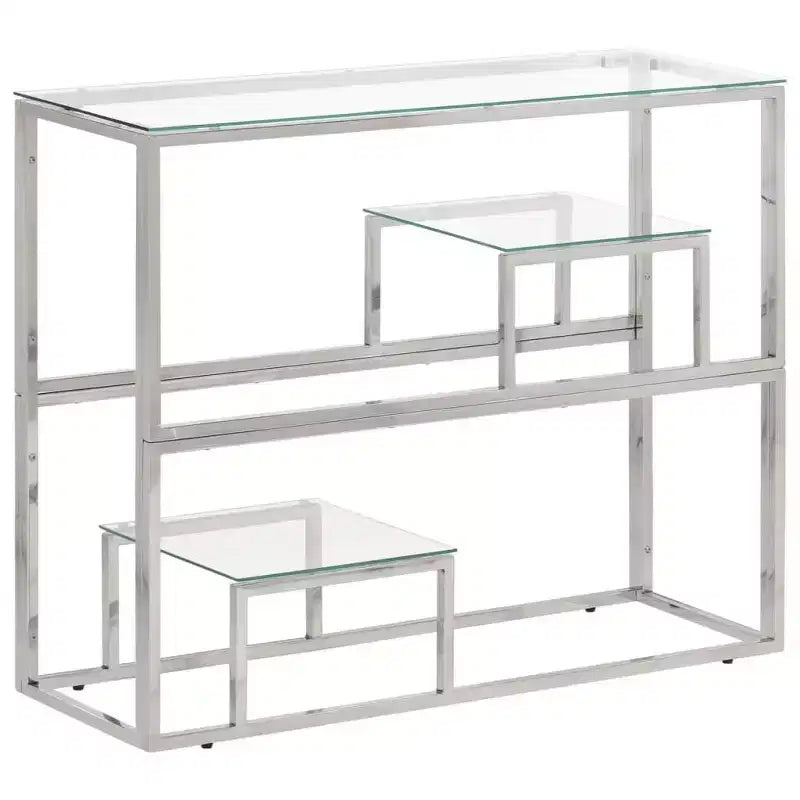 vidaXL Console Table Living Room Furniture Stainless Steel and Tempered Glass - Silver Glass