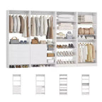 Besiost Set di 4 organizer per armadio con cassetti in legno, armadio freestanding da 264 cm con scarpiere e aste appendiabiti