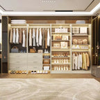 Besiost Set di 4 organizer per armadio con cassetti in legno, armadio freestanding da 264 cm con scarpiere e aste appendiabiti