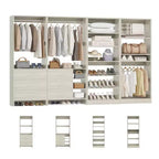 Besiost Set di 4 organizer per armadio con cassetti in legno, armadio freestanding da 264 cm con scarpiere e aste appendiabiti