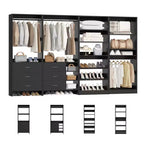 Besiost Set di 4 organizer per armadio con cassetti in legno, armadio freestanding da 264 cm con scarpiere e aste appendiabiti