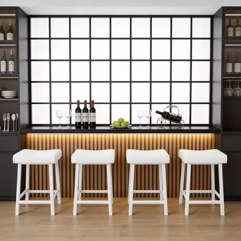Set di 4 sgabelli da bar, 24 pollici, senza schienale, con seduta curva ergonomica, per isola cucina, bar di casa