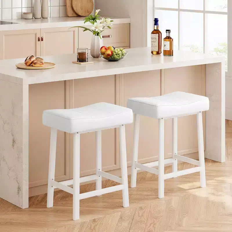 Set di 4 sgabelli da bar, 24 pollici, senza schienale, con seduta curva ergonomica, per isola cucina, bar di casa