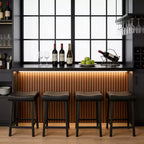 Set di 4 sgabelli da bar, 24 pollici, senza schienale, con seduta curva ergonomica, per isola cucina, bar di casa