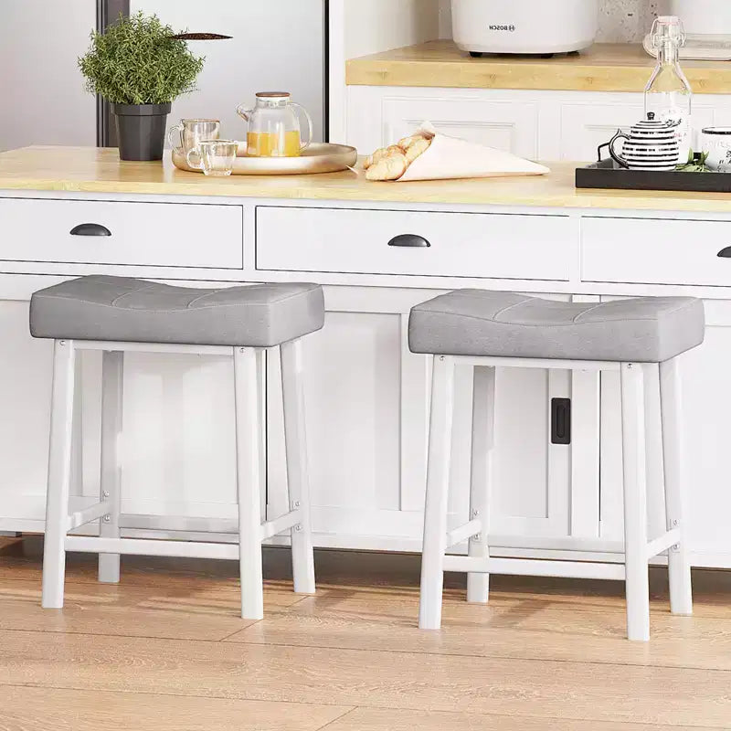 Set di 4 sgabelli da bar, 24 pollici, senza schienale, con seduta curva ergonomica, per isola cucina, bar di casa