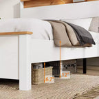 GDFStudio Miri Letto a Piattaforma Tradizionale in Legno con Testiera Contenitore e Luce a LED