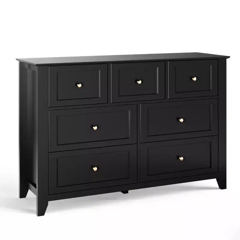 Set di 2 Comò per Camera da Letto, Comodino a 7 Cassetti, Mobile Contenitore in Legno per Soggiorno, Guardaroba, Ingresso, Corridoio