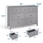 Set di 2 Comò per Camera da Letto, Comodino a 7 Cassetti, Mobile Contenitore in Legno per Soggiorno, Guardaroba, Ingresso, Corridoio