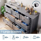 Set di 2 Comò per Camera da Letto, Comodino a 7 Cassetti, Mobile Contenitore in Legno per Soggiorno, Guardaroba, Ingresso, Corridoio