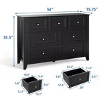 Set di 2 Comò per Camera da Letto, Comodino a 7 Cassetti, Mobile Contenitore in Legno per Soggiorno, Guardaroba, Ingresso, Corridoio