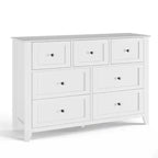 Set di 2 Comò per Camera da Letto, Comodino a 7 Cassetti, Mobile Contenitore in Legno per Soggiorno, Guardaroba, Ingresso, Corridoio