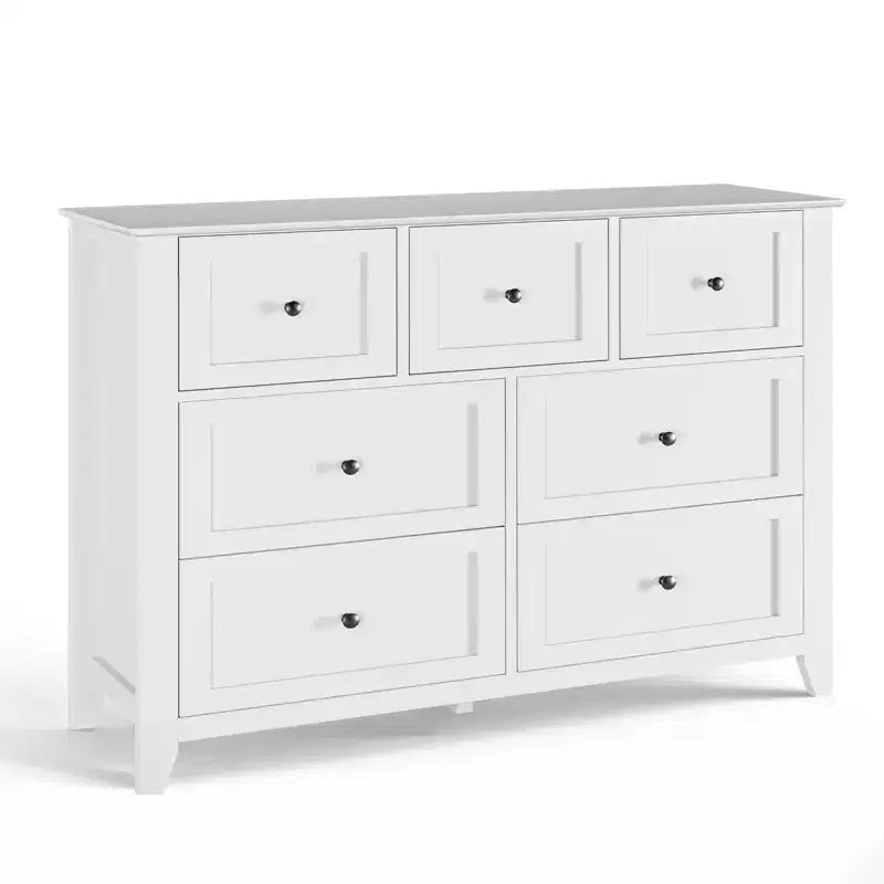 Set di 2 Comò per Camera da Letto, Comodino a 7 Cassetti, Mobile Contenitore in Legno per Soggiorno, Guardaroba, Ingresso, Corridoio