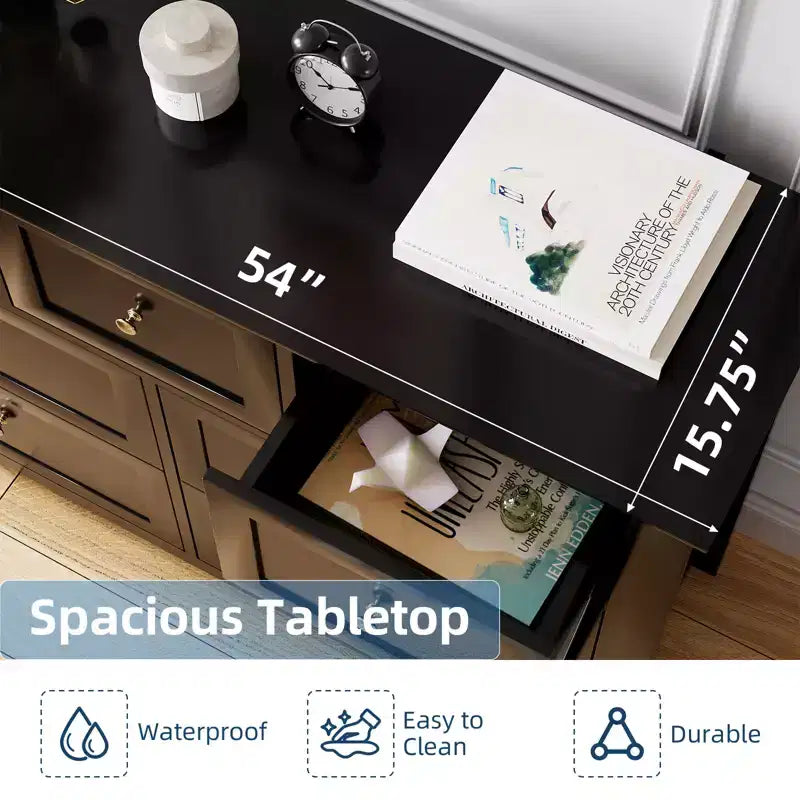Set di 2 Comò per Camera da Letto, Comodino a 7 Cassetti, Mobile Contenitore in Legno per Soggiorno, Guardaroba, Ingresso, Corridoio