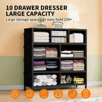 Cassettiera portaoggetti TUYOHW a 10 cassetti con tasche laterali e ganci, organizer in tessuto con piano in legno, torre portaoggetti per camera da letto, armadio e ingresso