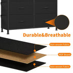 Cassettiera portaoggetti TUYOHW a 10 cassetti con tasche laterali e ganci, organizer in tessuto con piano in legno, torre portaoggetti per camera da letto, armadio e ingresso