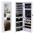 Jewelry Cabinet, Wall/Door-Mounted Non-Full Mirror Organizer  Wooden Storage Box for Earrings/Necklaces/Bracelets/Watches/Sunglasses White