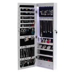 Portagioie, Organizer da Parete/Porta Non Completamente a Specchio, Scatola di Legno per Orecchini/Collane/Bracciali/Orologi/Occhiali da Sole Bianco