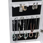 Portagioie, Organizer da Parete/Porta Non Completamente a Specchio, Scatola di Legno per Orecchini/Collane/Bracciali/Orologi/Occhiali da Sole Bianco