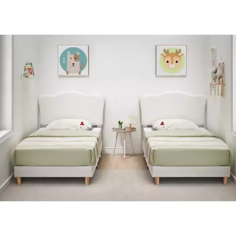 COZONY Struttura Letto Singolo/Una Piazza e Mezza/Matrimoniale per Bambini con Testiera Carina, Letto per Bambini, Piattaforma in Velluto, Silenzioso, Senza Rete a Molle