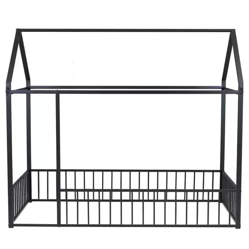 MAYEERTY Struttura letto in metallo a capanna, dimensioni complete, con recinzione, per cameretta bambini e ragazzi, colore rosa