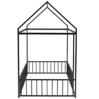 MAYEERTY Struttura letto in metallo a capanna, dimensioni complete, con recinzione, per cameretta bambini e ragazzi, colore rosa