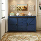 Credenza moderna da fattoria Merax con ante scorrevoli a battente, 4 cassetti, presa di corrente integrata