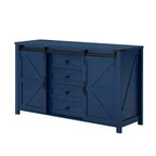 Credenza moderna da fattoria Merax con ante scorrevoli a battente, 4 cassetti, presa di corrente integrata