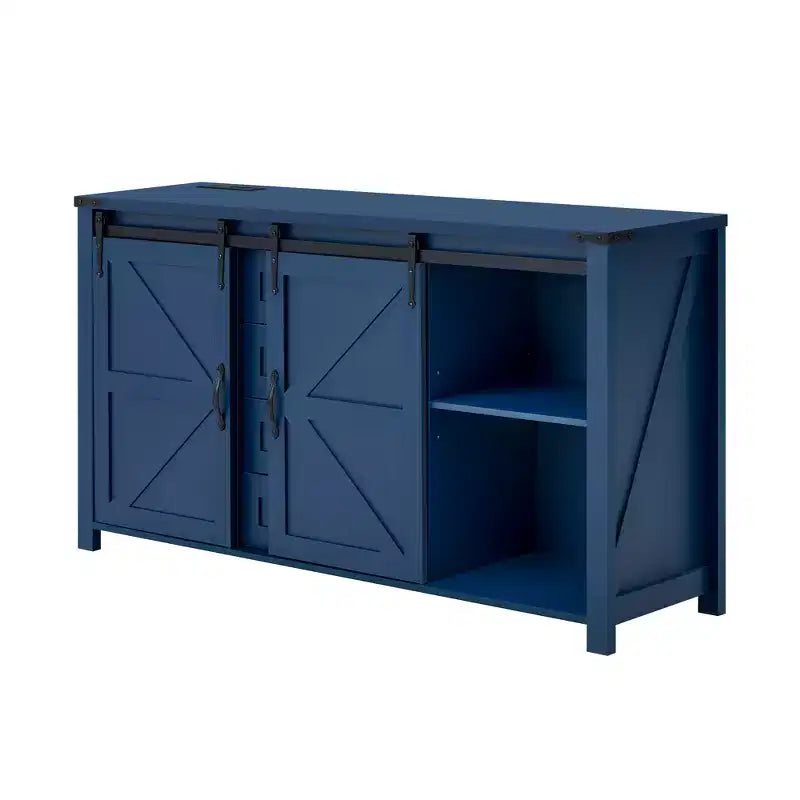 Credenza moderna da fattoria Merax con ante scorrevoli a battente, 4 cassetti, presa di corrente integrata