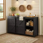 Credenza moderna da fattoria Merax con ante scorrevoli a battente, 4 cassetti, presa di corrente integrata