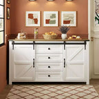 Credenza moderna da fattoria Merax con ante scorrevoli a battente, 4 cassetti, presa di corrente integrata