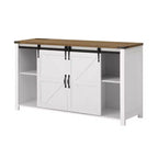 Credenza moderna da fattoria Merax con ante scorrevoli a battente, 4 cassetti, presa di corrente integrata