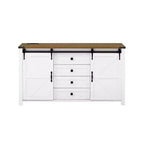 Credenza moderna da fattoria Merax con ante scorrevoli a battente, 4 cassetti, presa di corrente integrata