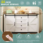 Credenza moderna da fattoria Merax con ante scorrevoli a battente, 4 cassetti, presa di corrente integrata