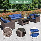 Set di mobili da giardino COZONY a 5 pezzi, divano componibile da esterno in rattan PE intrecciato con tavolino, resistente alle intemperie