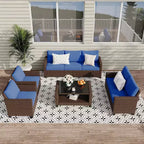 Set di mobili da giardino COZONY a 5 pezzi, divano componibile da esterno in rattan PE intrecciato con tavolino, resistente alle intemperie