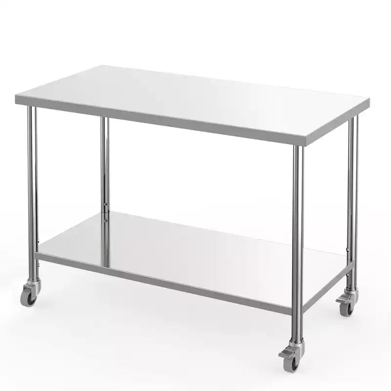 Tavolo da lavoro in acciaio inossidabile 48x24x35, tavolo di preparazione resistente NSF con ripiano inferiore regolabile