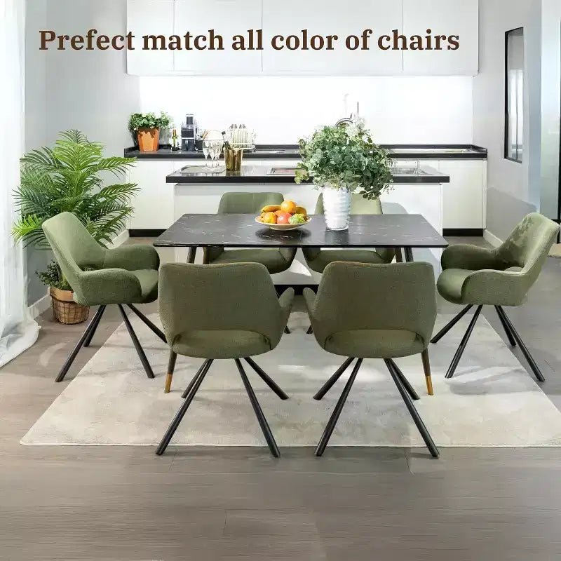 FurnitureR 55.1 Tavolo da pranzo moderno con piano in finto marmo nero e gambe affusolate in legno, tavolo rettangolare per cucina e sala da pranzo