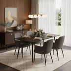 FurnitureR 55.1 Tavolo da pranzo moderno con piano in finto marmo nero e gambe affusolate in legno, tavolo rettangolare per cucina e sala da pranzo