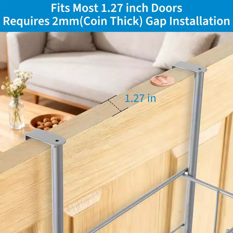 Scaffale portaoggetti da parete dietro la porta, cesto appeso in metallo, scaffale per la conservazione degli alimenti, adatto per case, bagni, cucine, lavanderie, argento