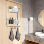 Scaffale portaoggetti da parete dietro la porta, cesto appeso in metallo, scaffale per la conservazione degli alimenti, adatto per case, bagni, cucine, lavanderie, argento