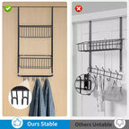 Scaffale portaoggetti da parete dietro la porta, cesto appeso in metallo, scaffale per la conservazione degli alimenti, adatto per case, bagni, cucine, lavanderie, argento