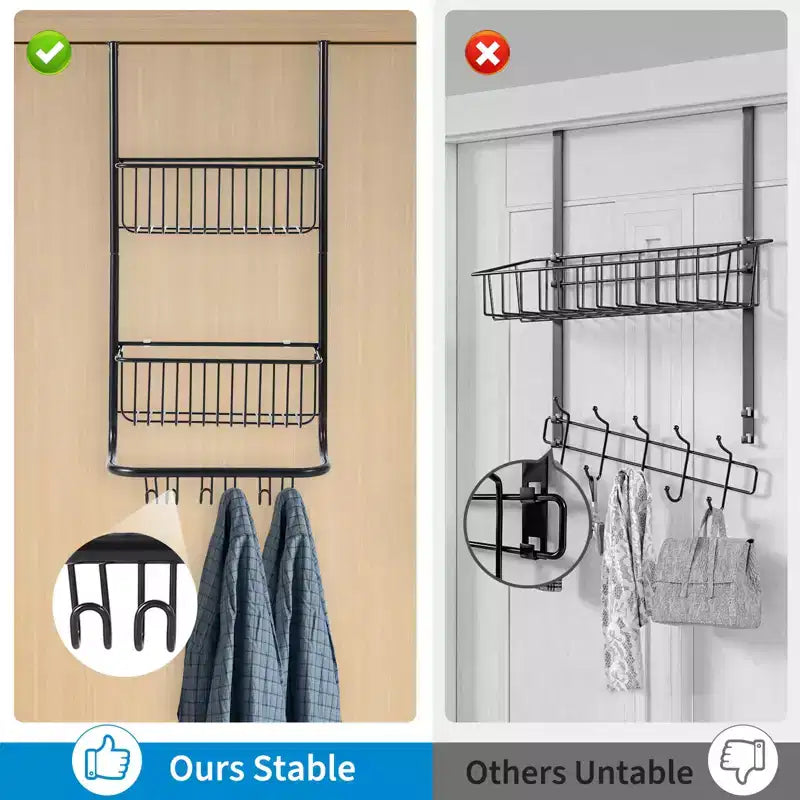 Scaffale portaoggetti da parete dietro la porta, cesto appeso in metallo, scaffale per la conservazione degli alimenti, adatto per case, bagni, cucine, lavanderie, argento