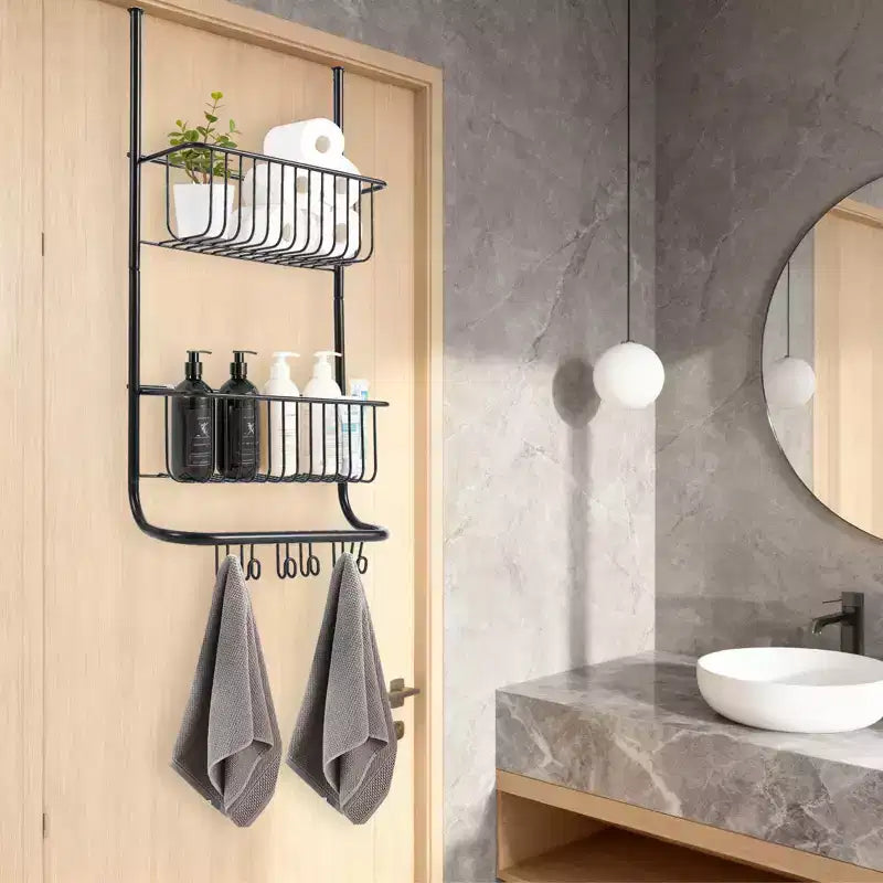 Scaffale portaoggetti da parete dietro la porta, cesto appeso in metallo, scaffale per la conservazione degli alimenti, adatto per case, bagni, cucine, lavanderie, argento