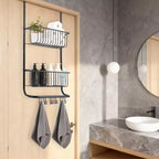 Scaffale portaoggetti da parete dietro la porta, cesto appeso in metallo, scaffale per la conservazione degli alimenti, adatto per case, bagni, cucine, lavanderie, argento