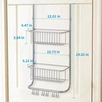 Scaffale portaoggetti da parete dietro la porta, cesto appeso in metallo, scaffale per la conservazione degli alimenti, adatto per case, bagni, cucine, lavanderie, argento