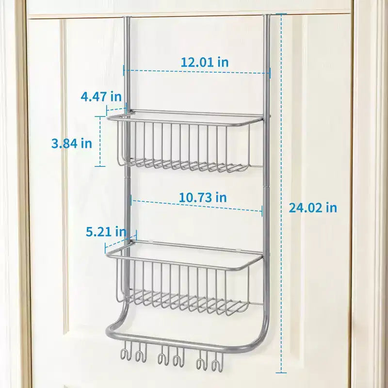 Scaffale portaoggetti da parete dietro la porta, cesto appeso in metallo, scaffale per la conservazione degli alimenti, adatto per case, bagni, cucine, lavanderie, argento